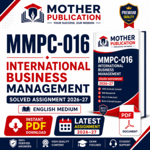 MMPC-016 Solved Assignment 2026-27 in English | International Business Management PDF