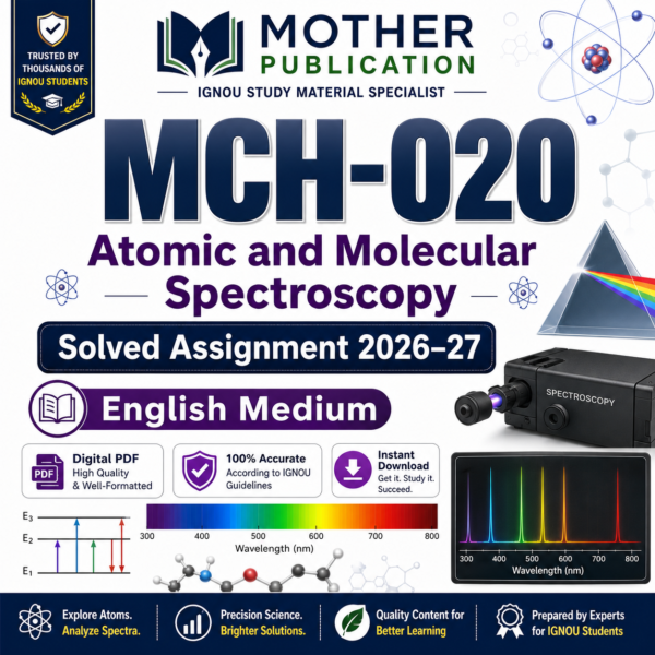 MCH-020 Solved Assignment 2026-27 in English | Atomic and Molecular Spectroscopy