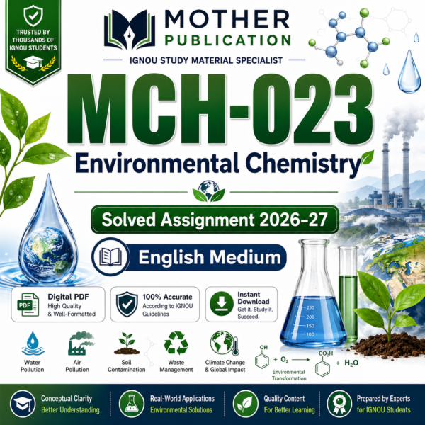 MCH-023 Solved Assignment 2026-27 in English | Environmental Chemistry