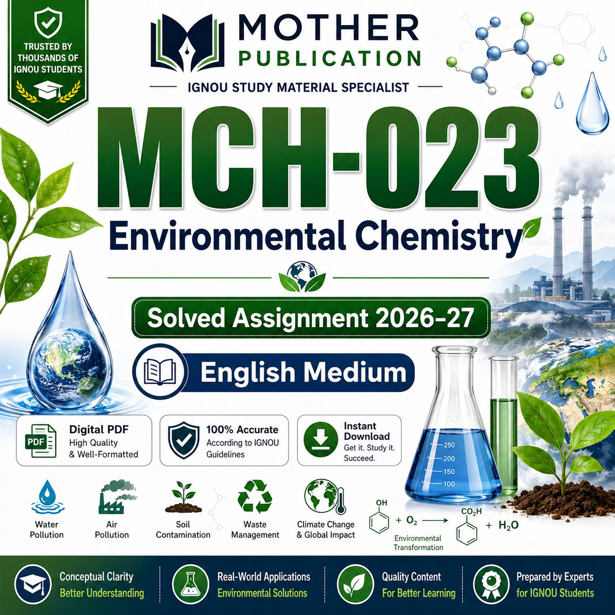 MCH-023 Solved Assignment 2026-27 in English | Environmental Chemistry