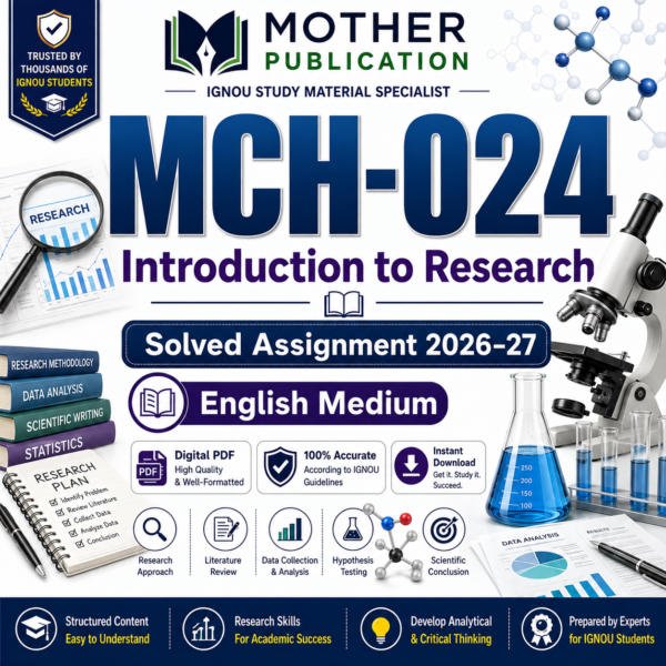 MCH-024 Solved Assignment 2026-27 in English | Introduction to Research