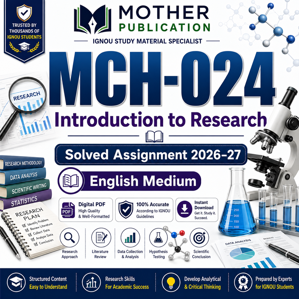MCH-024 Solved Assignment 2026-27 in English | Introduction to Research