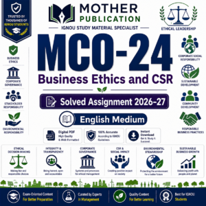 MCO-24 Solved Assignment 2026-27 in English | Business Ethics and CSR