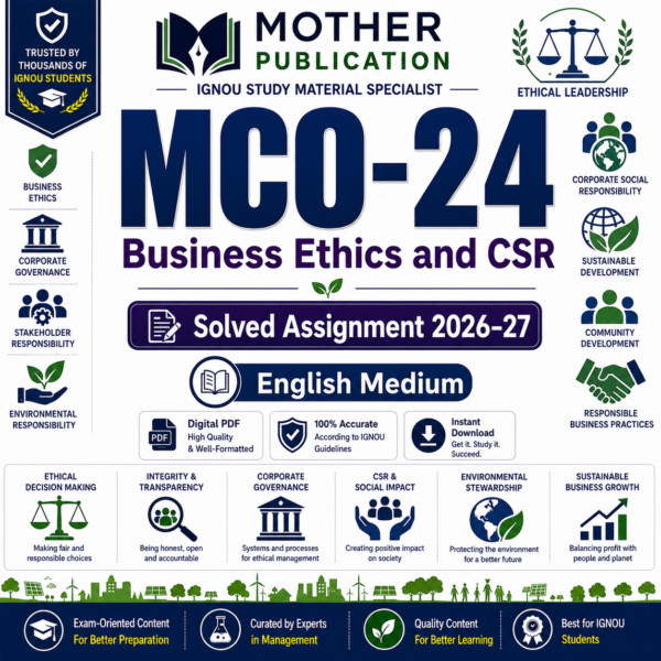 MCO-24 Solved Assignment 2026-27 in English | Business Ethics and CSR
