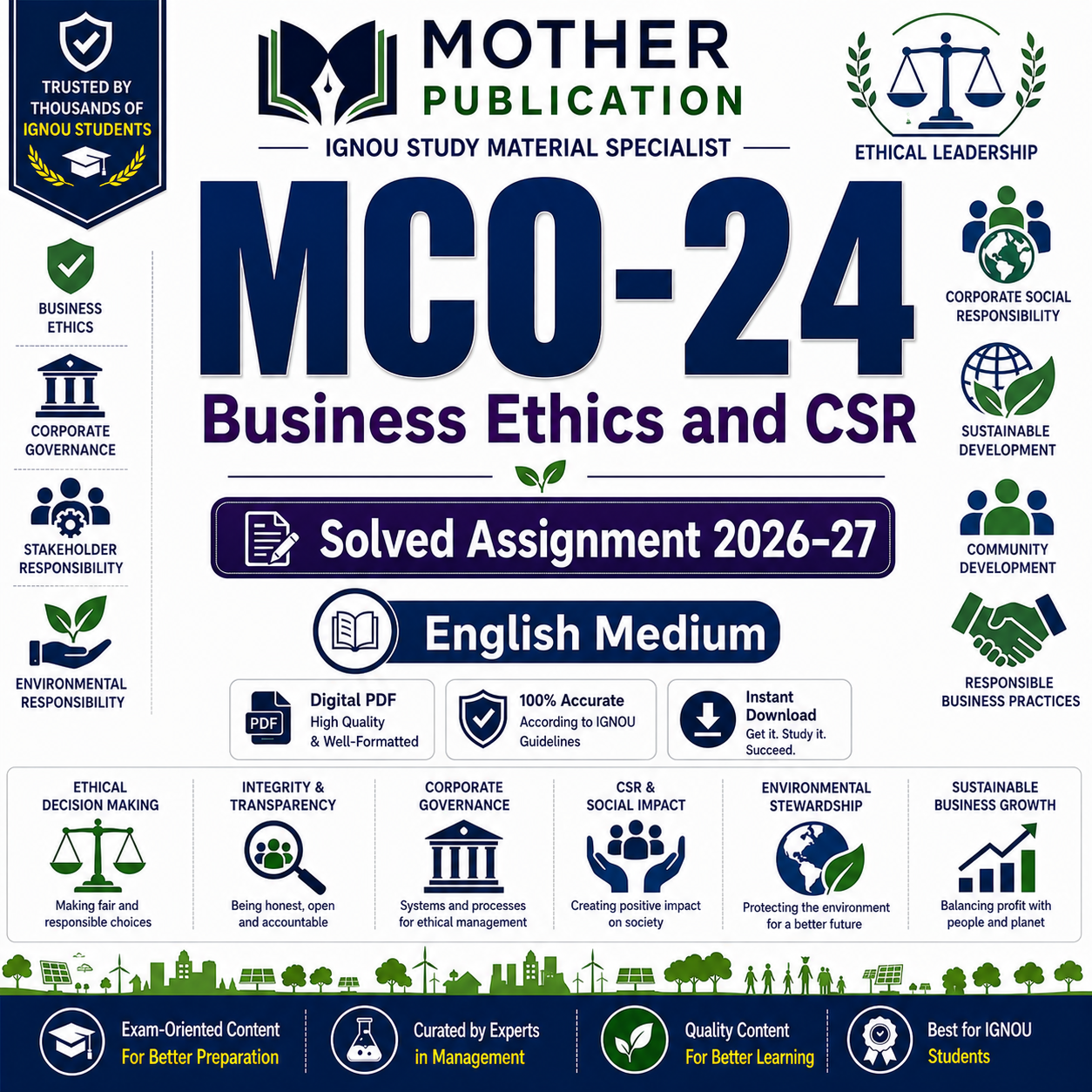 MCO-24 Solved Assignment 2026-27 in English | Business Ethics and CSR