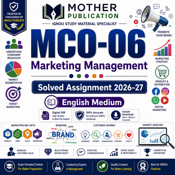 MCO-06 Solved Assignment 2026-27 in English | Marketing Management