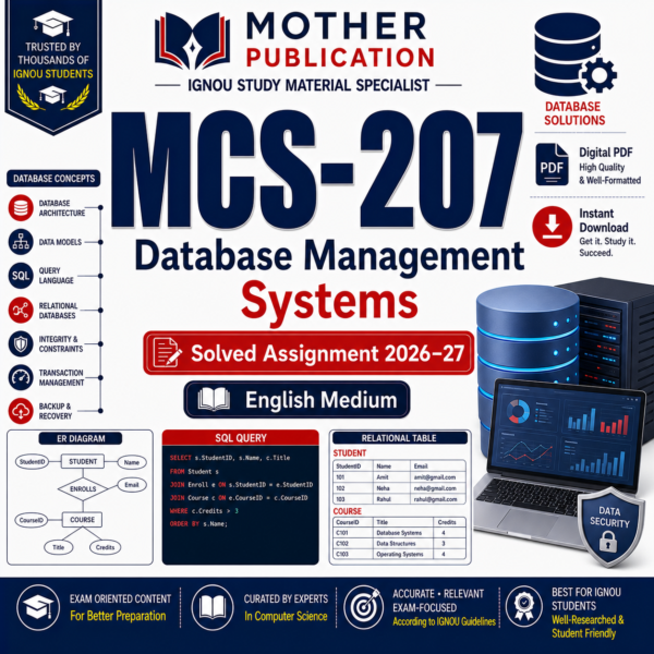 MCS-207 Solved Assignment 2026-27 in English