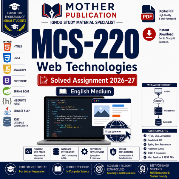 MCS-220 Solved Assignment 2026-27 in English