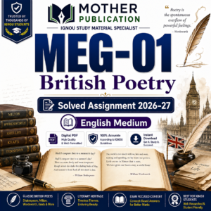 MEG-01 Solved Assignment 2026-27 in English | British Poetry