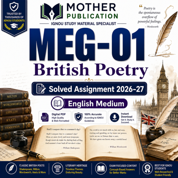 MEG-01 Solved Assignment 2026-27 in English | British Poetry
