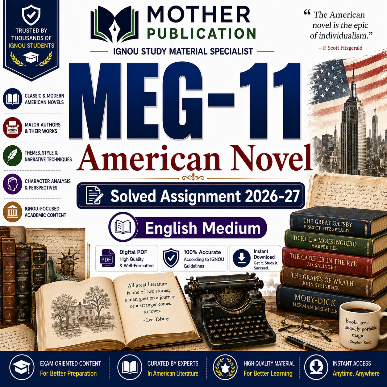 MEG-11 Solved Assignment 2026-27 in English | American Novel
