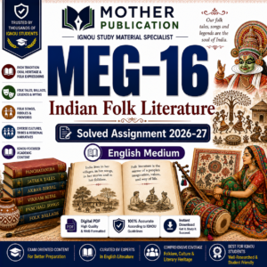 MEG-16 Solved Assignment 2026-27 in English | Indian Folk Literature
