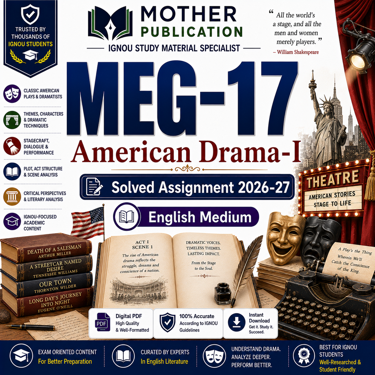 MEG-17 Solved Assignment 2026-27 in English | American Drama-I