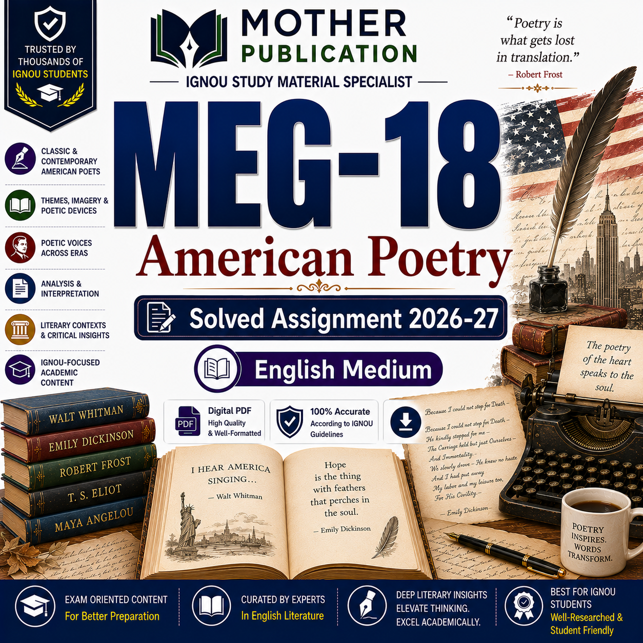 MEG-18 Solved Assignment 2026-27 in English | American Poetry
