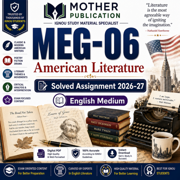 MEG-06 Solved Assignment 2026-27 in English | American Literature