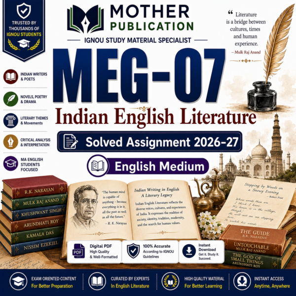 MEG-07 Solved Assignment 2026-27 in English | Indian English Literature