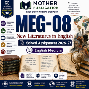 MEG-08 Solved Assignment 2026-27 in English | New Literatures in English