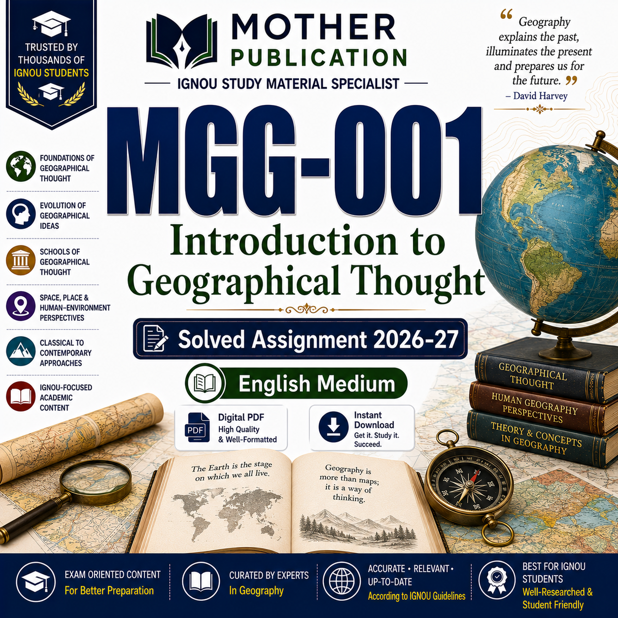 MGG-001 Solved Assignment 2026-27 in English | Introduction to Geographical Thought