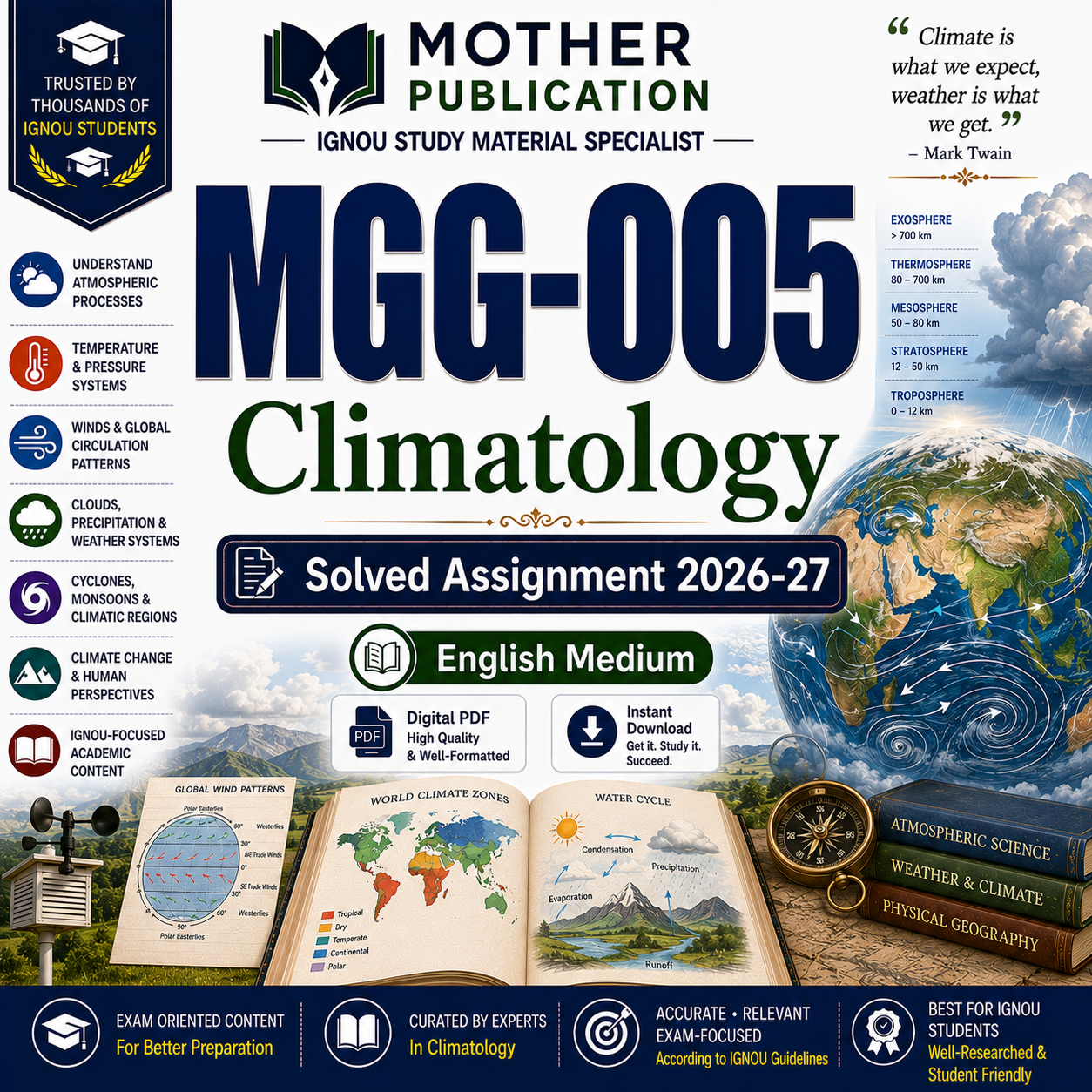 MGG-005 Solved Assignment 2026-27 in English | Climatology