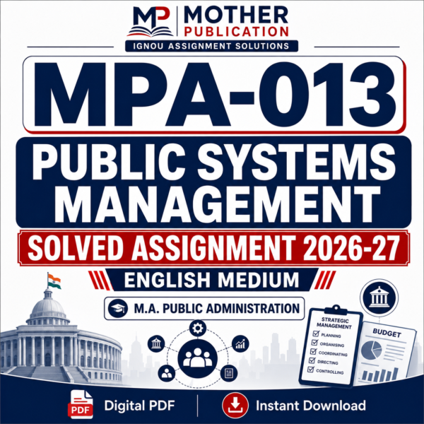 MPA-013 Solved Assignment 2026-27 in English | M.A. Public Administration
