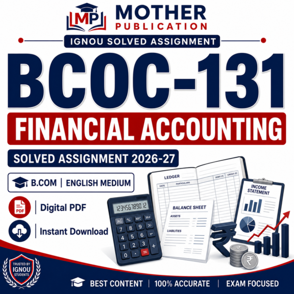BCOC-131 Solved Assignment 2026-27 in English for B.Com