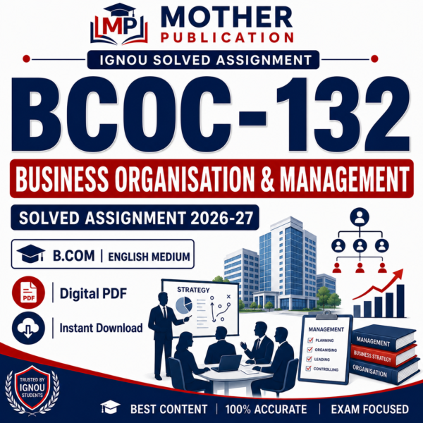 BCOC-132 Solved Assignment 2026-27 in English for B.Com