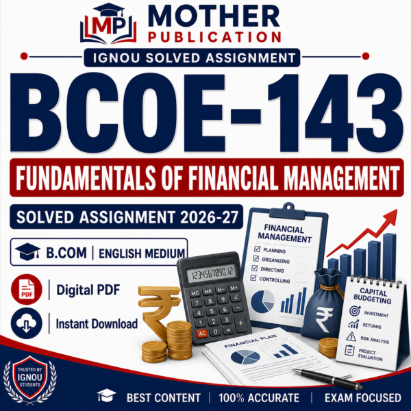 BCOE-143 Solved Assignment 2026-27 in English for B.Com