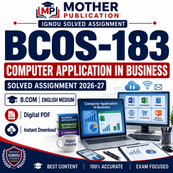 BCOS-183 Solved Assignment 2026-27 in English for B.Com