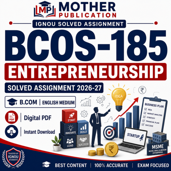 BCOS-185 Solved Assignment 2026-27 in English for B.Com