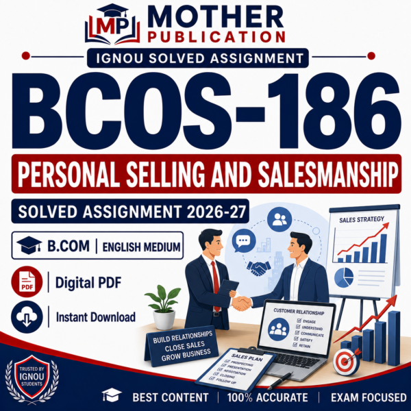 BCOS-186 Solved Assignment 2026-27 in English for B.Com