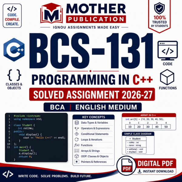 BCS-131 Solved Assignment 2026-27 in English