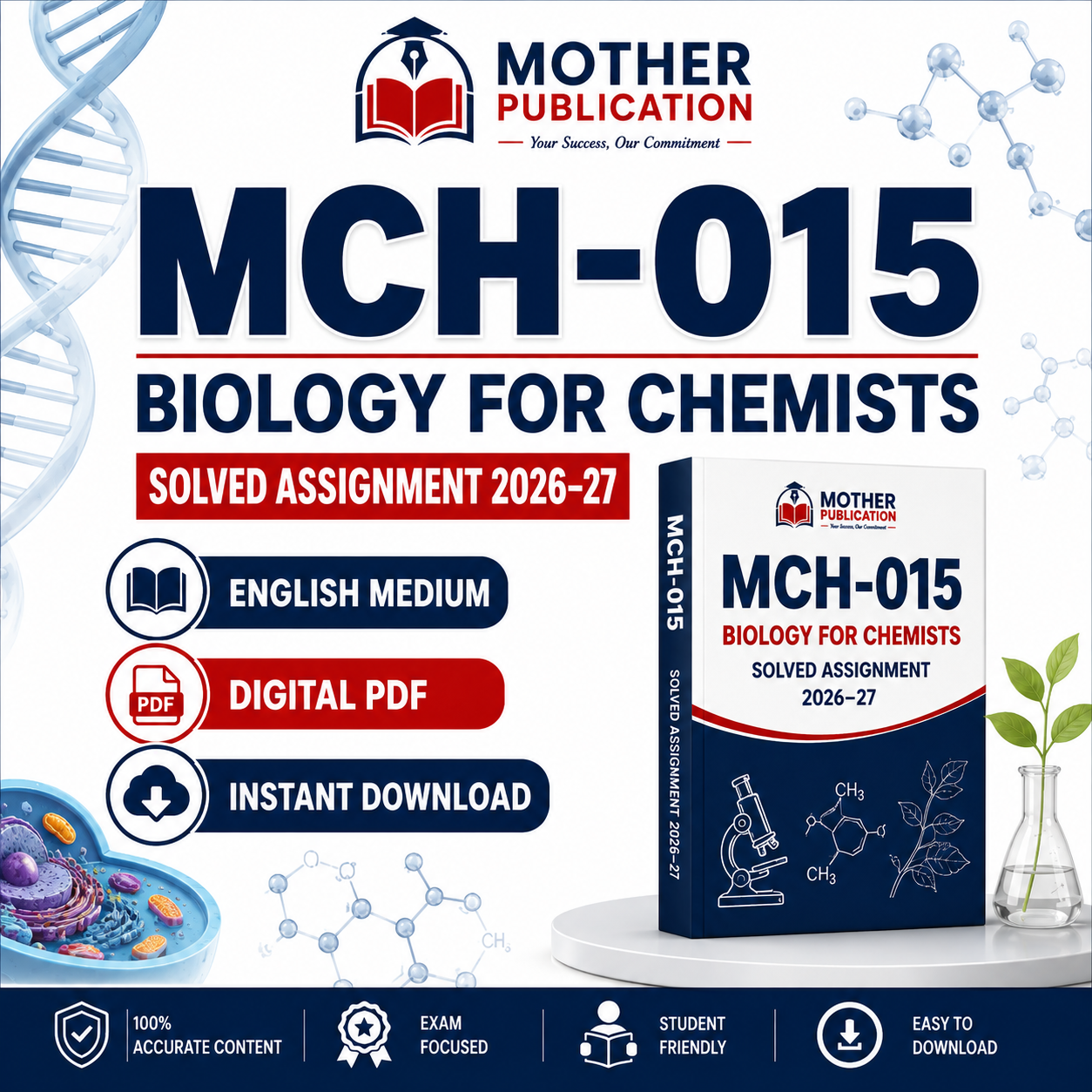 MCH-015 Solved Assignment 2026-27 in English | Biology for Chemists