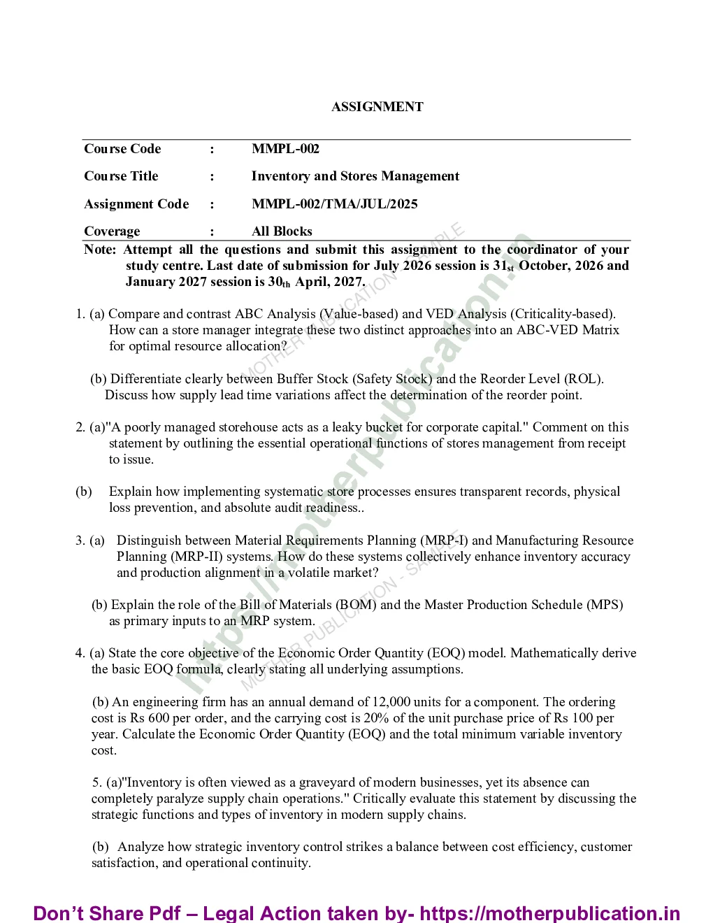 MMPL-002 Solved Assignment 2026-27 in English | MBA Sample Page 1