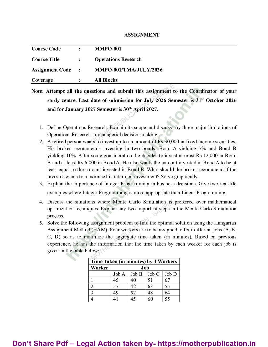MMPN-001 Solved Assignment 2026-27 in English | MBA Construction Management Sample Page 1