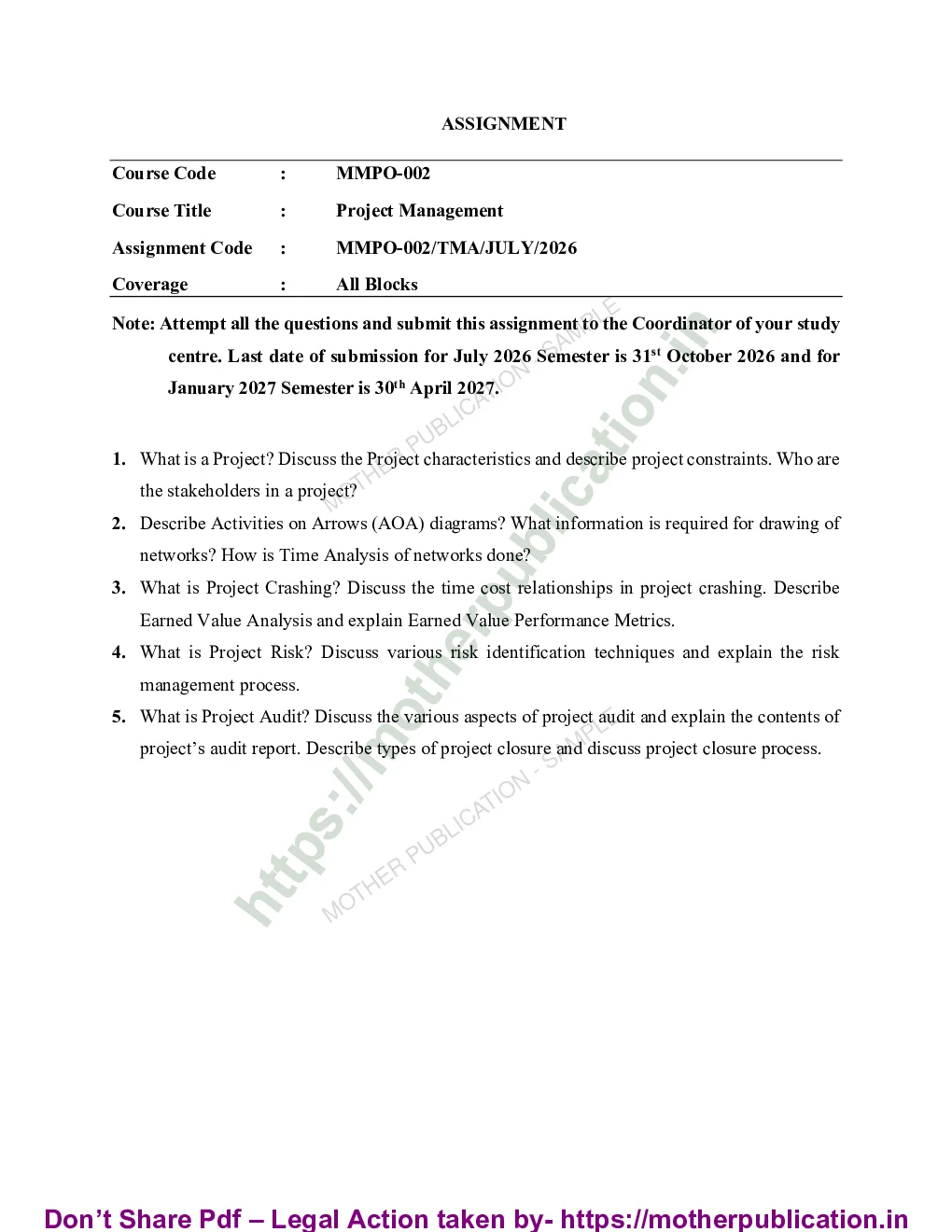 MMPO-002 Solved Assignment 2026-27 in English | MBA Operations Management Sample Page 1