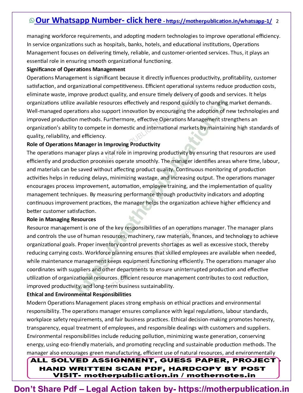 MMPO-003 Solved Assignment 2026-27 in English | MBA Operations Management Sample Page 3