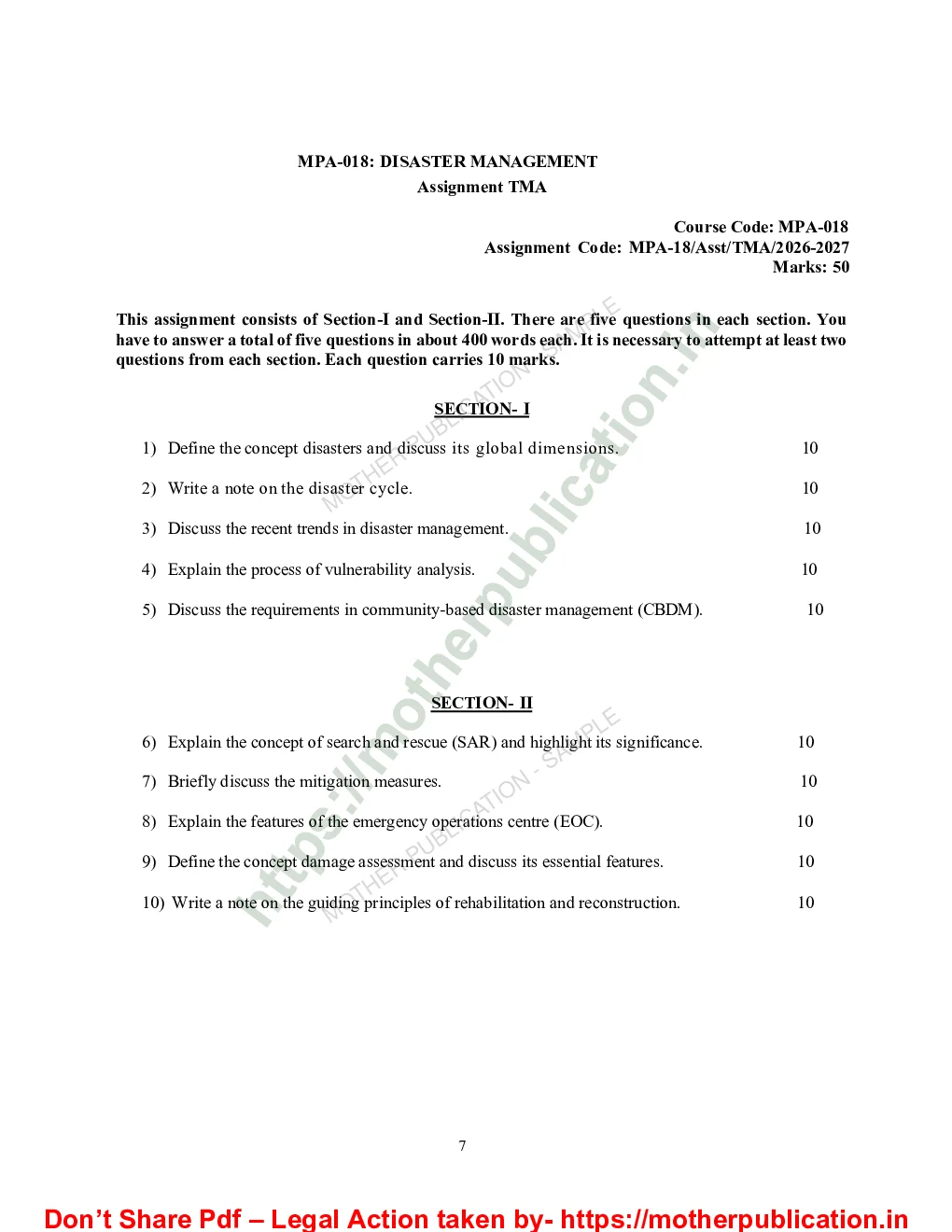 MPA-018 Solved Assignment 2026-27 in English | M.A. Public Administration Sample Page 1