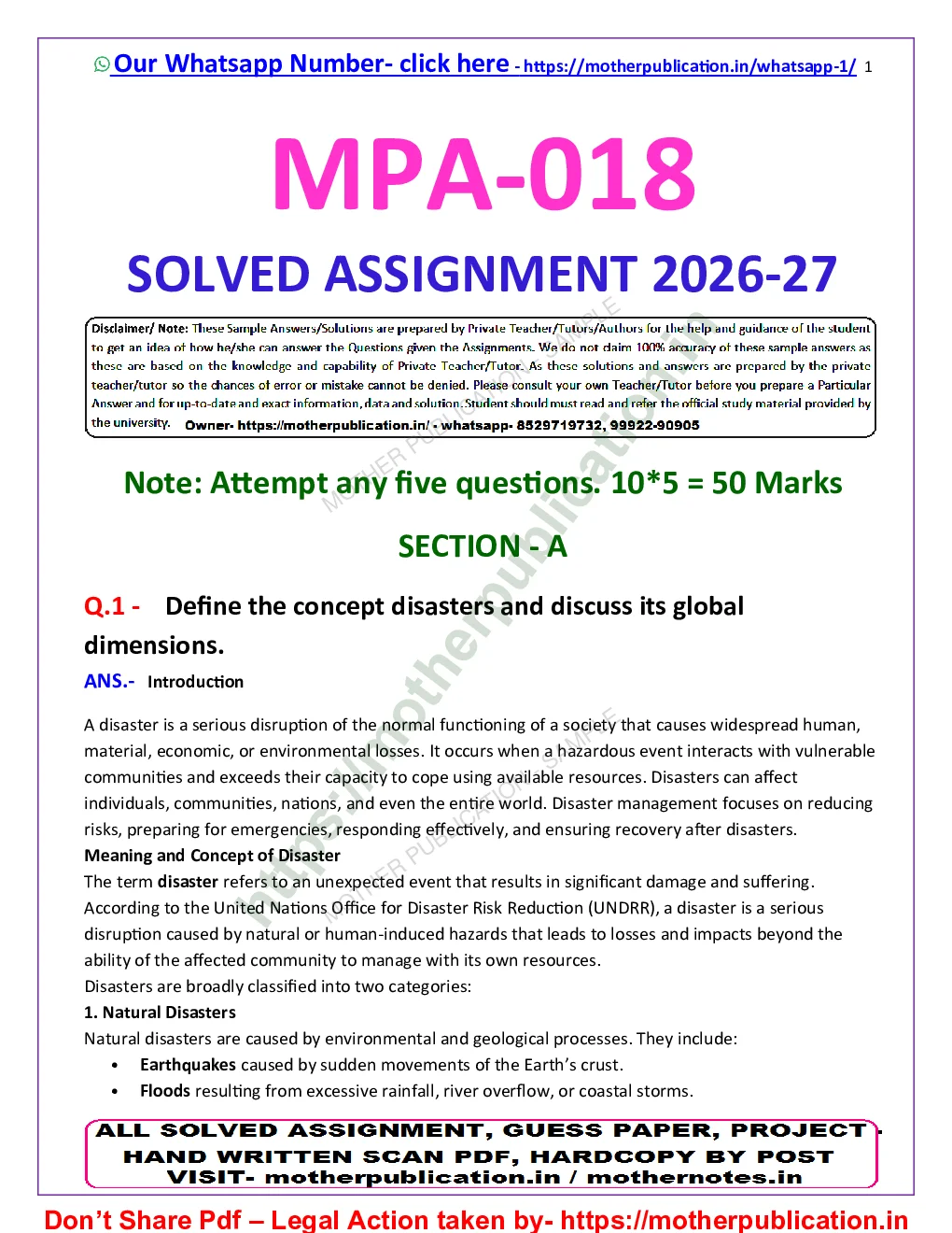 MPA-018 Solved Assignment 2026-27 in English | M.A. Public Administration Sample Page 2