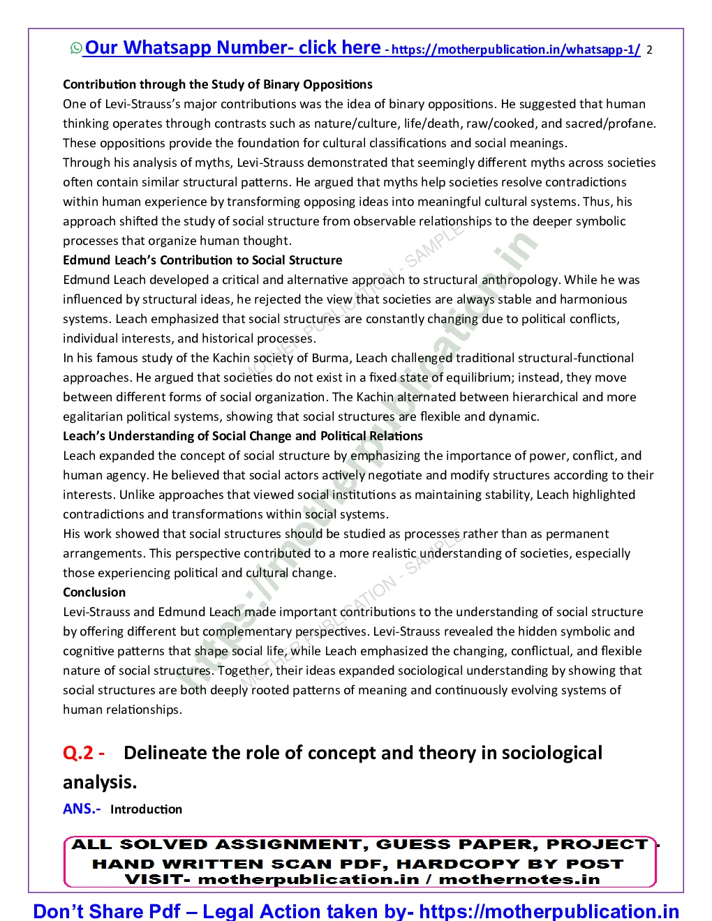 MSO-101 Solved Assignment 2026-27 in English | M.A. Sociology Sample Page 3
